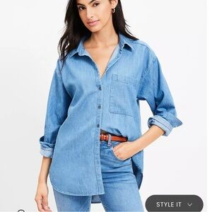 Chambray Oversized Everyday Shirt Loft